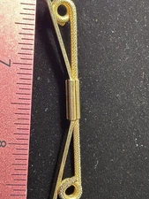Vintage Tie Collar Bar Clip: Gold Tone Curled Tips Classic