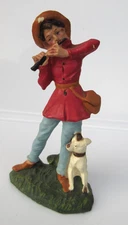 Vintage Fontanini Italy Paper Mache Shepherd Playing Flute w/ Dog 5" Nativity
