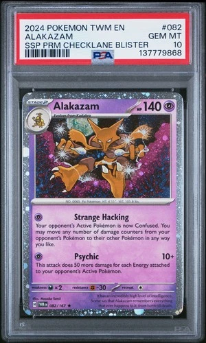 2024 POKEMON TWM EN-TWILIGHT MASQUERADE #082 ALAKAZAM PSA 10
