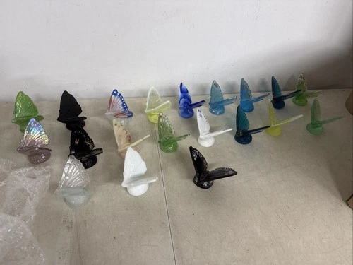 LOT OF 20 FENTON GLASS HAND PAINTED BUTTERFLY SIGNED  FIGURINES Rare HTF !