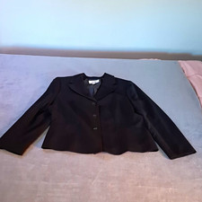 Le Suit Women's Black Blazer Jacket Size 16 3-Button Lined Notch Lapel