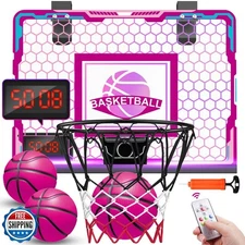 VATOS Basketball Hoop for Girls Indoor, Pink Basketball Hoop with