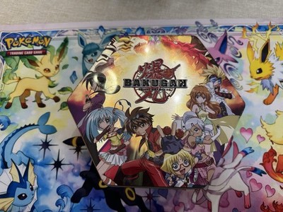 Bakugan Lot of 125 Metal Cards and 150 Ability Cards with Carrying Tin Near Mint