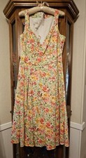 Talbots Fit and Flare Lined Floral Dress A Line Watercolor Twirl Size 10