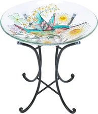 Bird Bath-Bird Baths for Outdoors - Hummingbird Glass Large Bird Bath Bowl with 