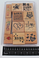 Rubber Stamps Lot - Lot of 11 - I love you, Heart, Owl, Hugs Kisses