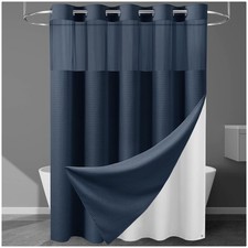Heavyweight Navy Blue Shower Curtain Combo