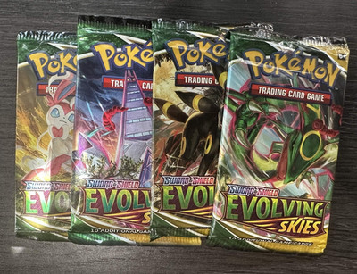 Pokemon TCG Evolving Skies 4x Sealed Booster Packs - Complete Art Set