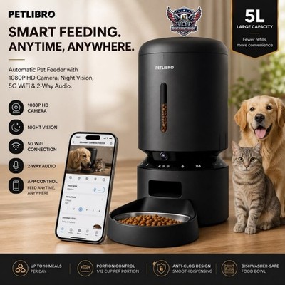PETLIBRO 5L Automatic Pet Feeder w/ 1080P Camera WiFi App Control Dog Cat