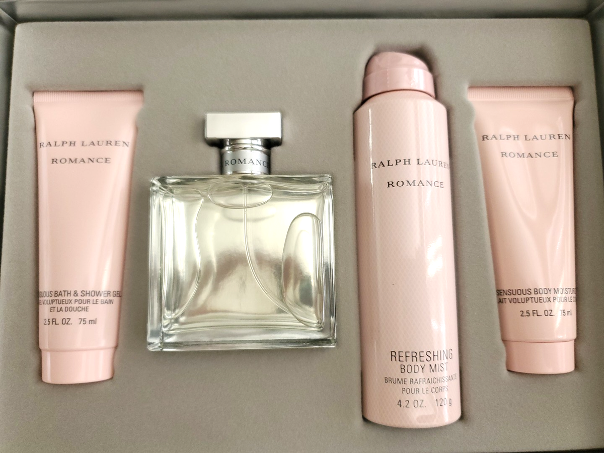 Ralph Lauren Ladies Romance Gift Set Fragrances 4pcs, 3.4EDP,2.5 B