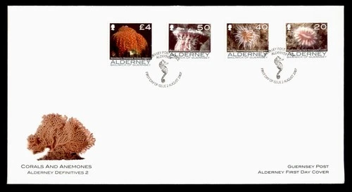DR WHO 2007 ALDERNEY GUERNSEY FDC CORAL/ANEMONES CACHET COMBO L4 w29662