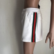 Gucci White Active Shorts Technical Jersey Women's Size S Green/Red Web Stripes