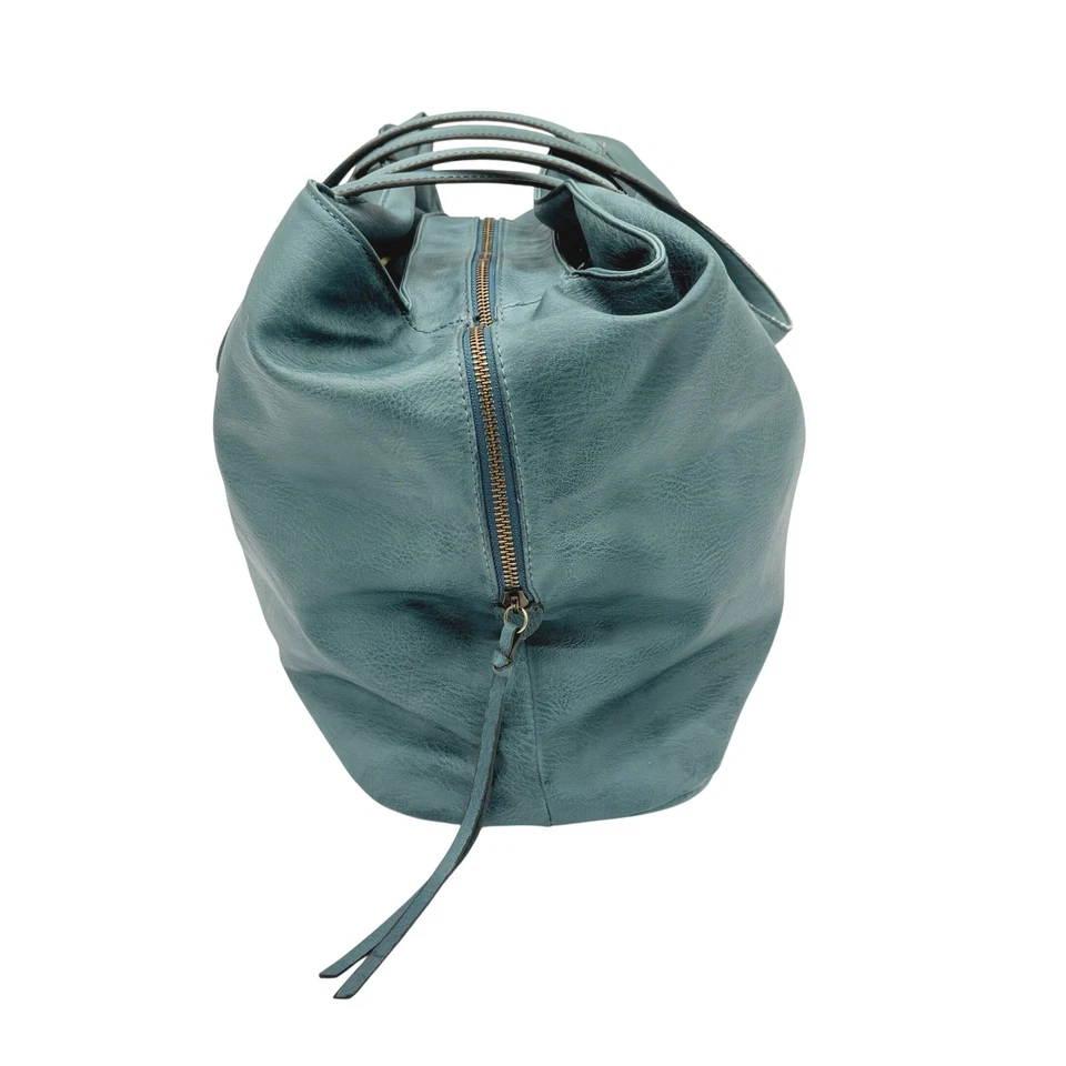 Bolso de Mano Free People Grande Cuero Vegano Slouchy Azul Teal Foto 3 de 4