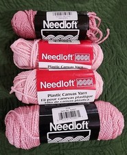 Needloft Plastic Canvas Yarn Lot Of 4 Skeins 100 Nylon 2 Ply 3 pink 1 Lavender