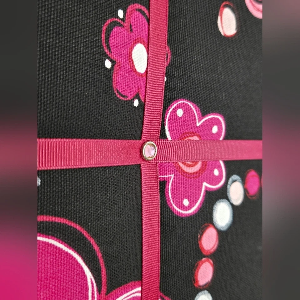 NWOT French Memo Board - Black & Pink Floral - Image 3 of 4