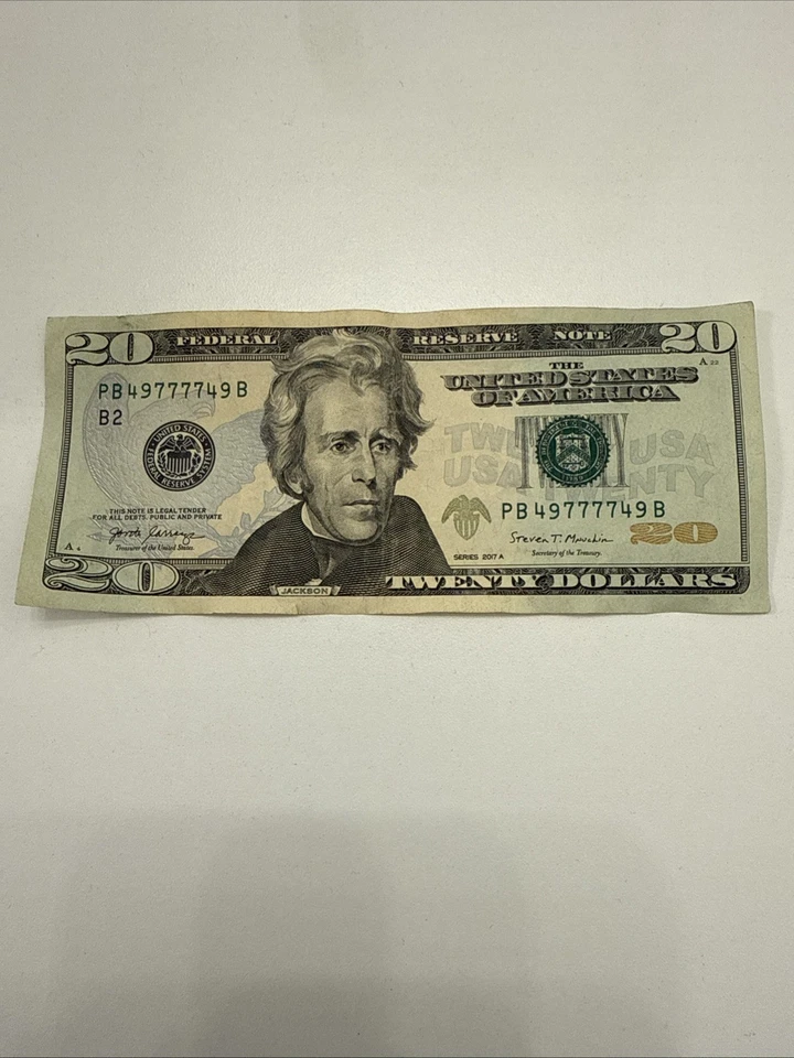 4 of a Kind LUCKY 7's $20 Bill 2017A COOLNESS RATING 97.7 - Image 3 of 4