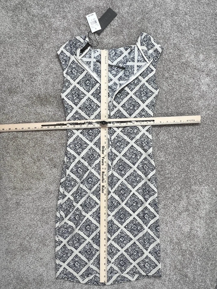 Falda Peserico Mujer Talla 40 Estampado Azul Blanco Patrón Midi Lápiz Nueva Etiqueta Italia Foto 3 de 4