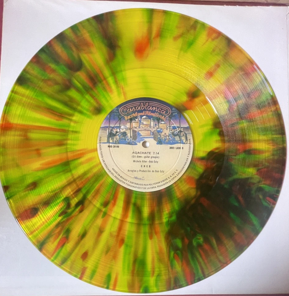 CHER -INFIERNO SOBRE RUEDAS- 1979 MEXICAN 12" SPLATTERED TRANSLUCENT  WAX, DISCO Foto 3 de 4