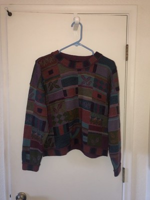 Stunning Peruvian Connection 100% Alpaca Pullover Knit Sweater Medium Abstract