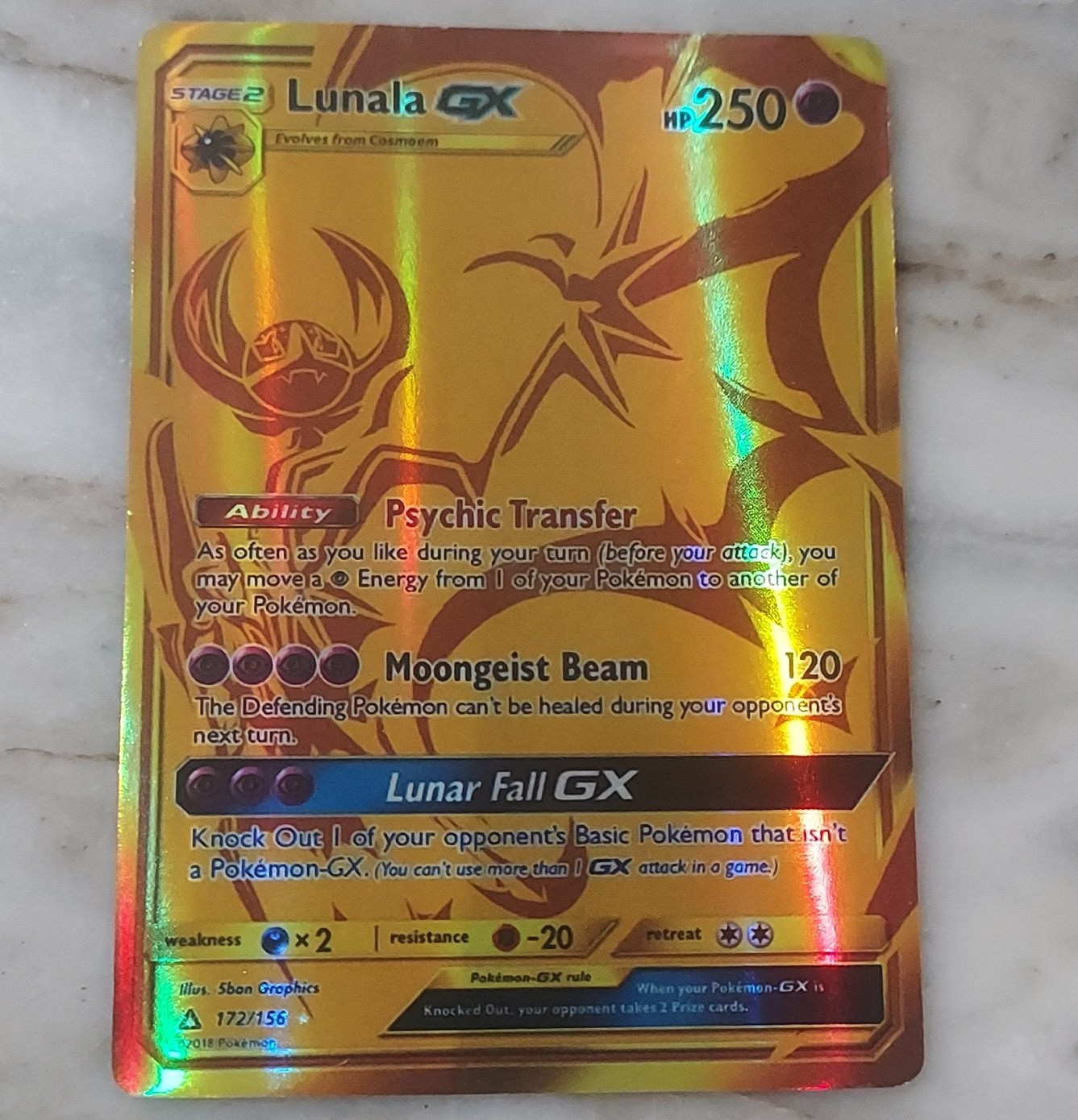 Lunala GX 172/156 SM-Ultra Prism Full Art Holo Secret Rare 2018 250 HP