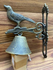 Vintage Cast Iron Bird Dinner Bell Wall Mount Door Hanging Bell Heavy 16010110