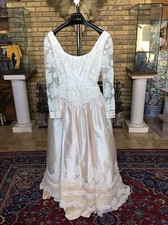 New CHRISTOS Silk Beaded Lace  White/Champaigne Wedding Gown  10US $3333 - Sale