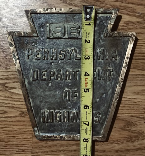 PA Highway Tunnel / Bridge Brass Plate Sign Plaque Railroadiana 1962 PA Keystone - Imagen 3 de 11