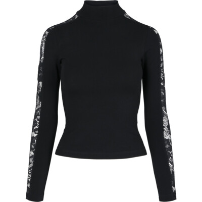 Urban Classics Ladies Lace Striped Longsleeve Pullover Lace Turtleneck Elegant