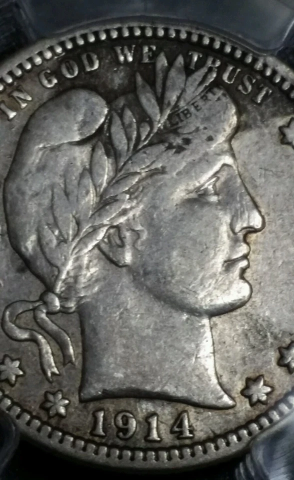 1914 S USA Barber Quarter PCGS VF Rare Low Mintage Key Date Legal Tender Silver  - Image 4 of 4