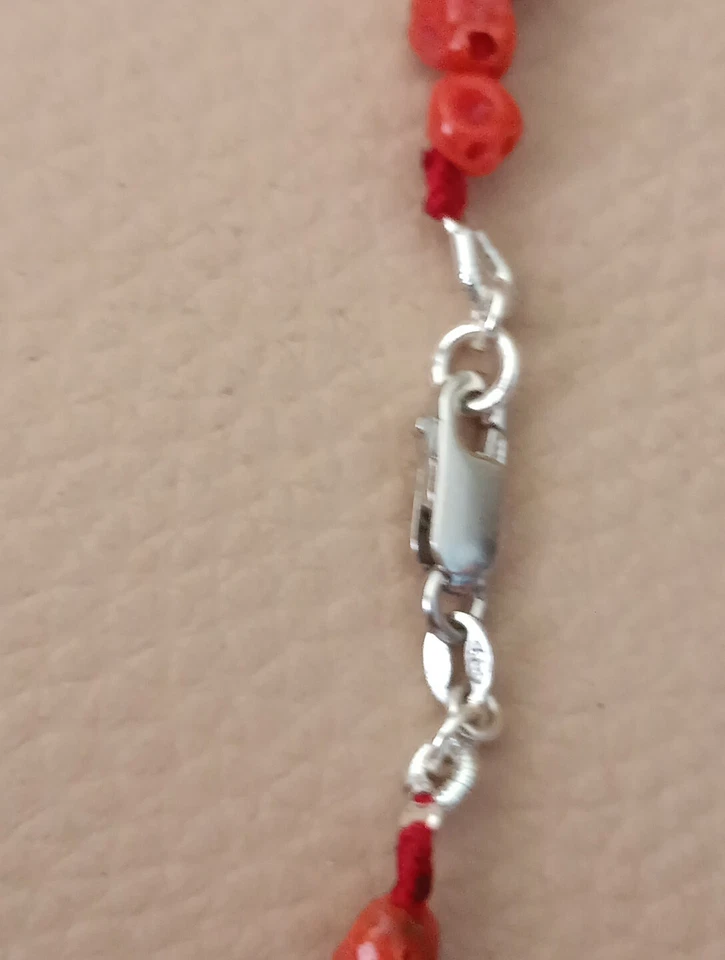 Collana CORALLO naturale SCIACCA argento 925 girocollo unisex cm 50 nuova - Immagine 3 di 4