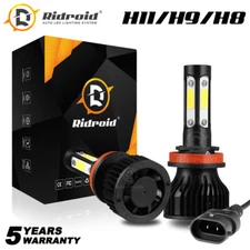 Pair 4-Sides H11 LED Headlight High or Low Beam Bulbs 1800W 216000LM 6000K White