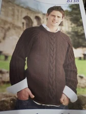 Stylecraft DK Knitting Pattern 8138 Cabled Sweater 38-50