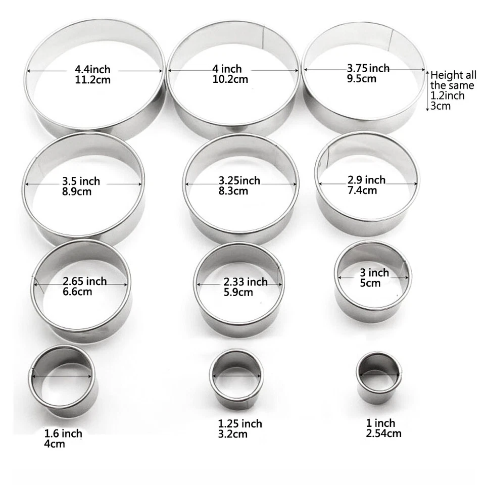 12PCS Stainless Steel Round Donut Cookie Biscuit Cutter Baking Mold with Tin Box - Image 2 of 4