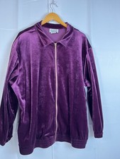 Teddi Vintage Womens Zip Up Jacket Sweater Purple Velvet Size 2x New