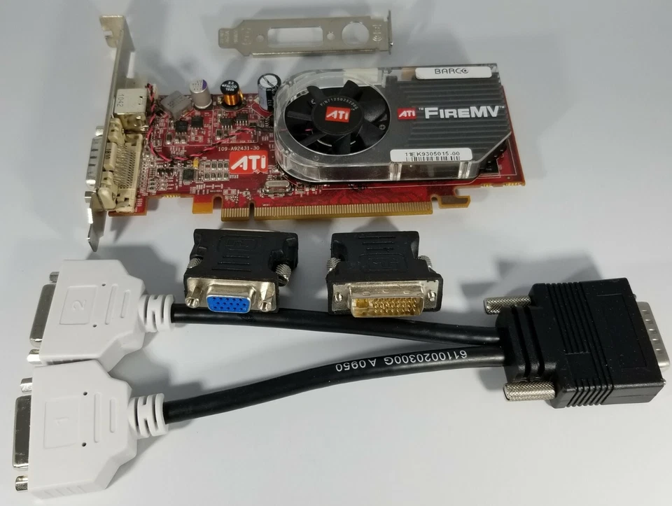 Barco AMD ATI FireMV MXRT 2150 DMS-59 DVI VGA Adapters Video Graphics Card Win 7 - Image 2 of 4