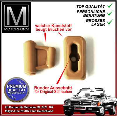 Clip Satz Sonnenblende dattel 2-teilig Mercedes SL W107 R107 Halter sunvisor NEU