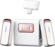 Wireless Lavalier Microphone for iPhone 15  Android 2TX 1RX Charging Case 