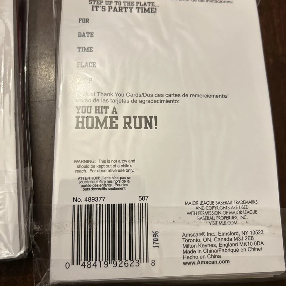 Texas Rangers MLB Pro Baseball Party Invitations & Thank You Notes Cards  (16 ) - Image 4 of 4