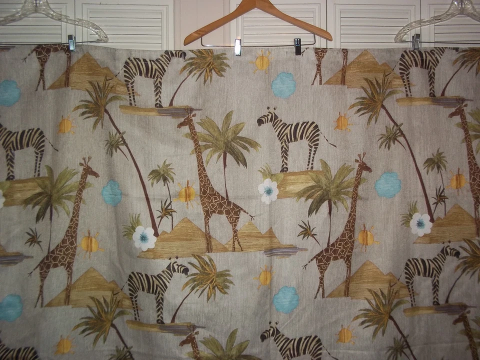 Cortina de Ducha Safari Selva Palmera Jirafa Cebra ~ Usado en Excelente Condición ~ 68" W x 70" Foto 2 de 4