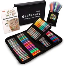 Shuttle Art Gel Pens, 120 Pack Gel Pen Set 60 Colored Gel Pen with 60 Refills fo