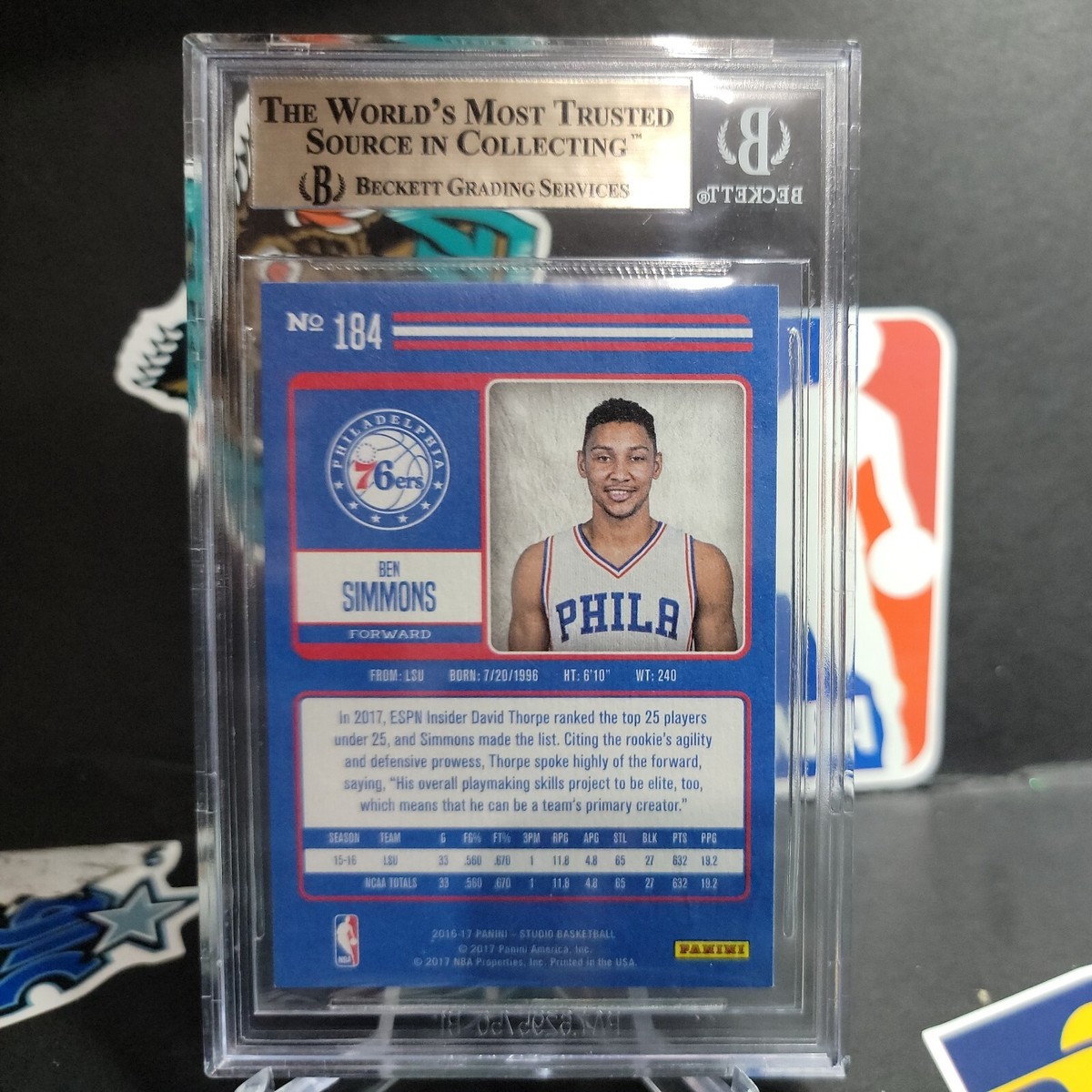 2016-17 Panini Studio Edition Rookie RC Base #184 Ben Simmons BSG 