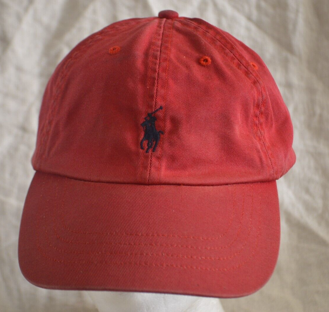 Polo Ralph Lauren rossa con cappello berretto da baseball regolabile pony blu originale LEGGI!!!!