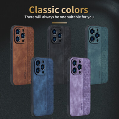 For iPhone 14 Pro Max Plus Luxury Shockproof Business Retro Leather Case Cover