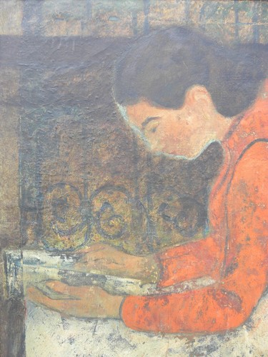 Pietro BISIO (Casei Gerola Pavia 1932) FANCIULLA che LEGGE olio TELA 115x80 1956 - Picture 5 of 22
