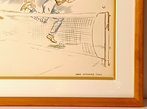 LISTED AMERICAN JAMES MONTGOMERY FLAGG SIGNED VINTAGE ORIG W/C "TENNIS PLAYERS" - Picture 6 of 8