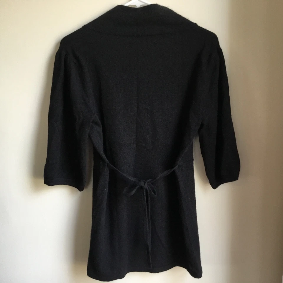 Suéter ALLUDE XL 100% cashmere amarrar costas suéter mangas balão 3/4 - Imagem 4 de 4