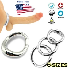 Thick Curved Stainless Steel Cock Ring Penis Enlarger Erection stay-Hard Sex Toy