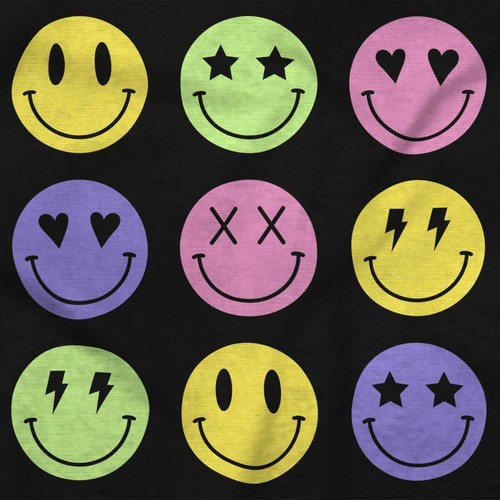 Cool Punk Happy Faces Star Heart X Bolt Eyes Youth Crewneck T Shirts Boy or Girl - Picture 2 of 7