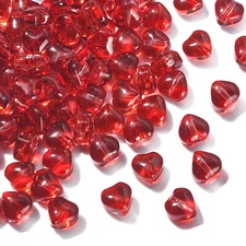 100x Lampwork Glass Crystal Beads Red Sweet Heart Loose Beads for Jewelry Making