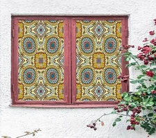 3D Yellow Flower Pattern A5 Window Film Print Sticker Cling Stained Glass UV Zoe